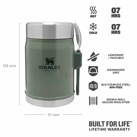 Stanley 0.4L Classic Food Jar - Kaşıklı Yemek Termosu - Hammertone Green /Yeşil