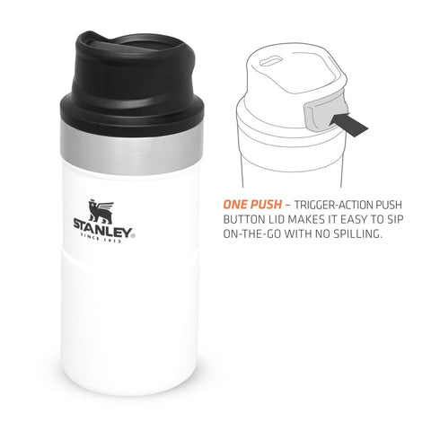 Stanley 0.25L İnce Gövde Classic Trigger-Action Travel Mug - Polar Beyaz