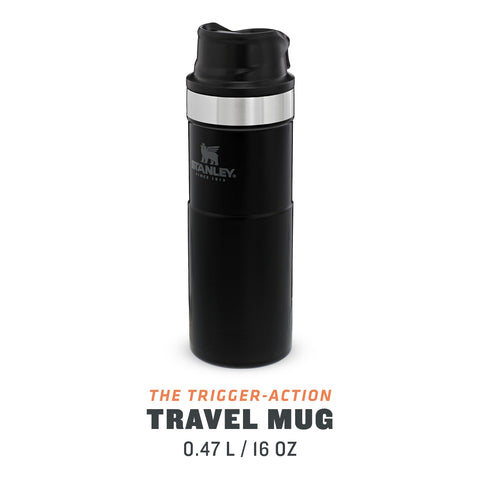 Stanley 0.47L Classic Trigger-Action Travel Mug - Matte Black